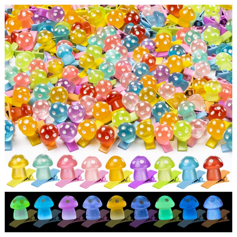 JMZYJZH 42Pcs Sprouts Rave, Mini Glow Mushroom Hair Clips, Festival Hairpin Accessories for Girls Party Supplies - Image 1