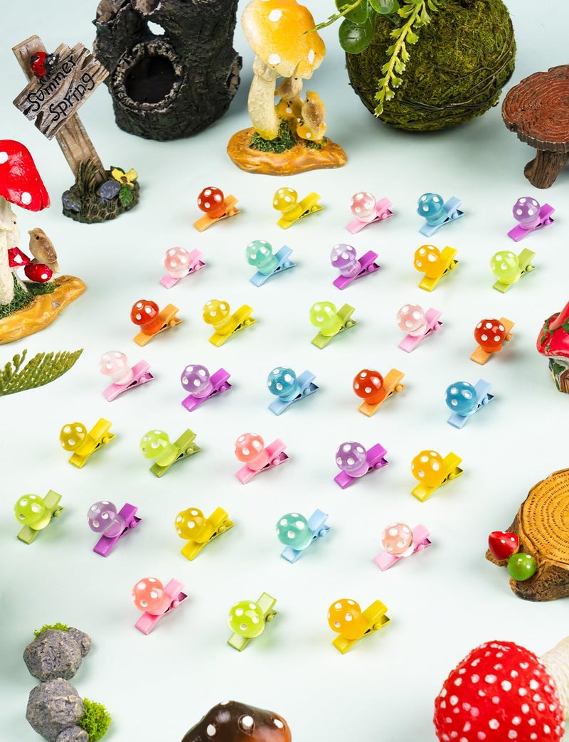 JMZYJZH 42Pcs Sprouts Rave, Mini Glow Mushroom Hair Clips, Festival Hairpin Accessories for Girls Party Supplies - Image 3