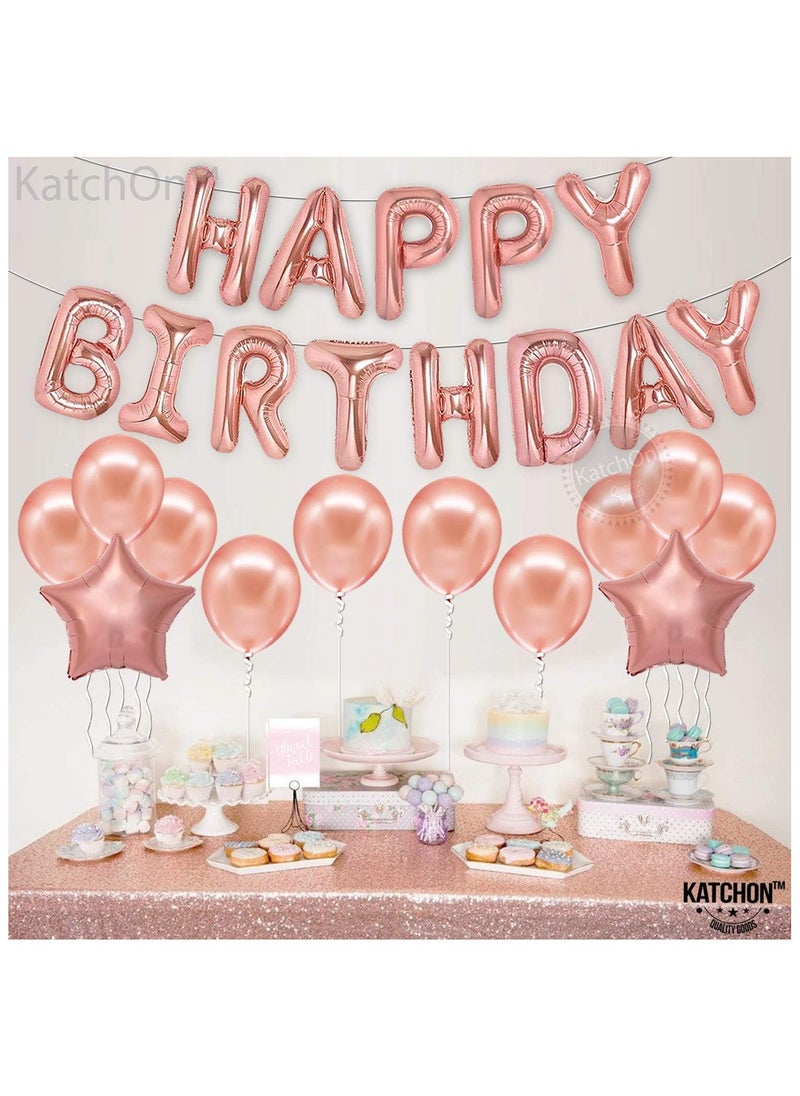 KATCHON Happy Birthday Rose Gold Balloons – Large, Pack of 25 | Rose Gold Happy Birthday Letter Balloons | Happy Birthday Decorations  - Image 2
