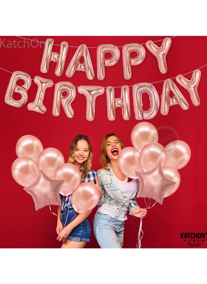 KATCHON Happy Birthday Rose Gold Balloons – Large, Pack of 25 | Rose Gold Happy Birthday Letter Balloons | Happy Birthday Decorations  - Image 4