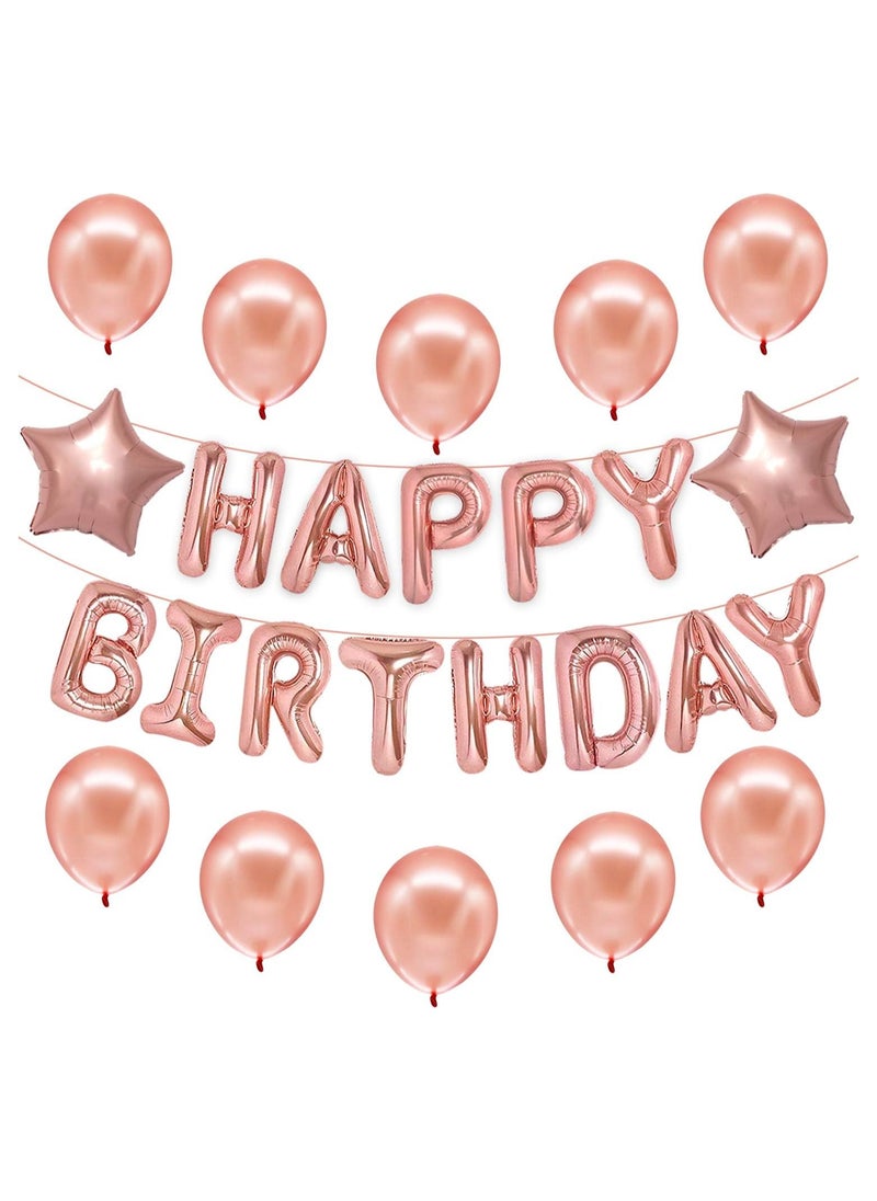 KATCHON Happy Birthday Rose Gold Balloons – Large, Pack of 25 | Rose Gold Happy Birthday Letter Balloons | Happy Birthday Decorations  - Image 1