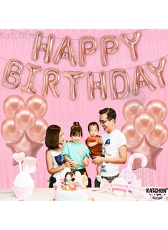 KATCHON Happy Birthday Rose Gold Balloons – Large, Pack of 25 | Rose Gold Happy Birthday Letter Balloons | Happy Birthday Decorations  - Image 3