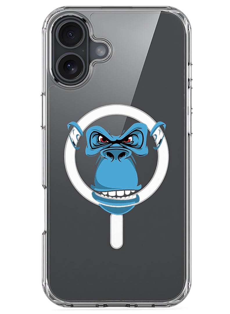 Theodor Magnetic Case for Apple iPhone 17 Compatible with MagSafe Wireless Charging, Shockproof Phone Bumper Cover - Blue monkey face - Image 1