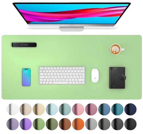 Aothia Leather Desk Pad Protector, Mouse Pad, Office Desk Mat, Non-Slip PU Leather Desk Blotter, Laptop Desk Pad, Waterproof Desk Writing Pad for Office and Home (23.6" x 13.7", Foam Green) - Image 1