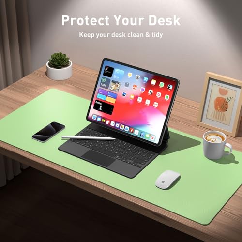 Aothia Leather Desk Pad Protector, Mouse Pad, Office Desk Mat, Non-Slip PU Leather Desk Blotter, Laptop Desk Pad, Waterproof Desk Writing Pad for Office and Home (23.6" x 13.7", Foam Green) - Image 3