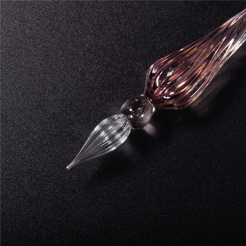 molshine Handmade Glass Dip Pen Crystal Calligraphy Pen Signature Dipped Pen for Artist Women Men Teens,Writing Drawing Decoration Gifts (Pink) - Image 2