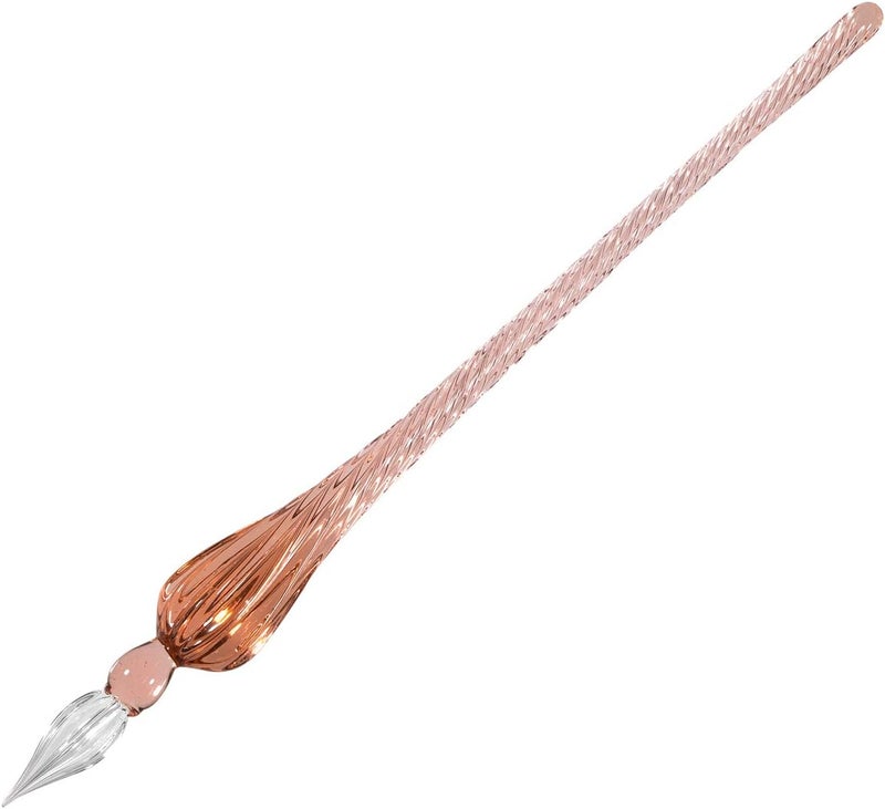 molshine Handmade Glass Dip Pen Crystal Calligraphy Pen Signature Dipped Pen for Artist Women Men Teens,Writing Drawing Decoration Gifts (Pink) - Image 1