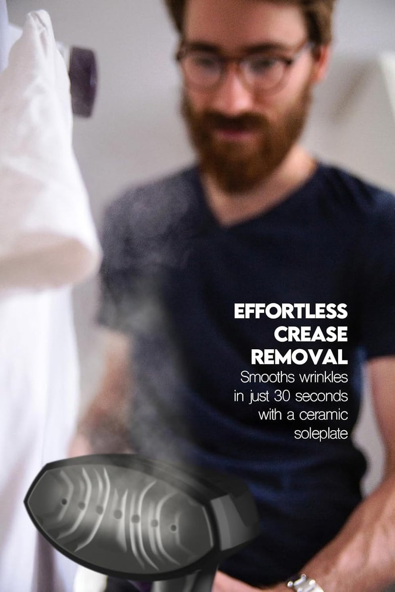 MAGIC PRO Garment Steamer, 1500W Travel Steamer with 300ml Detachable Water Tank, Fast 30s Heat-Up, Auto-Off, Handheld Steamer for Wrinkle Removal on Clothes, Garments, and Fabrics Black - Image 2