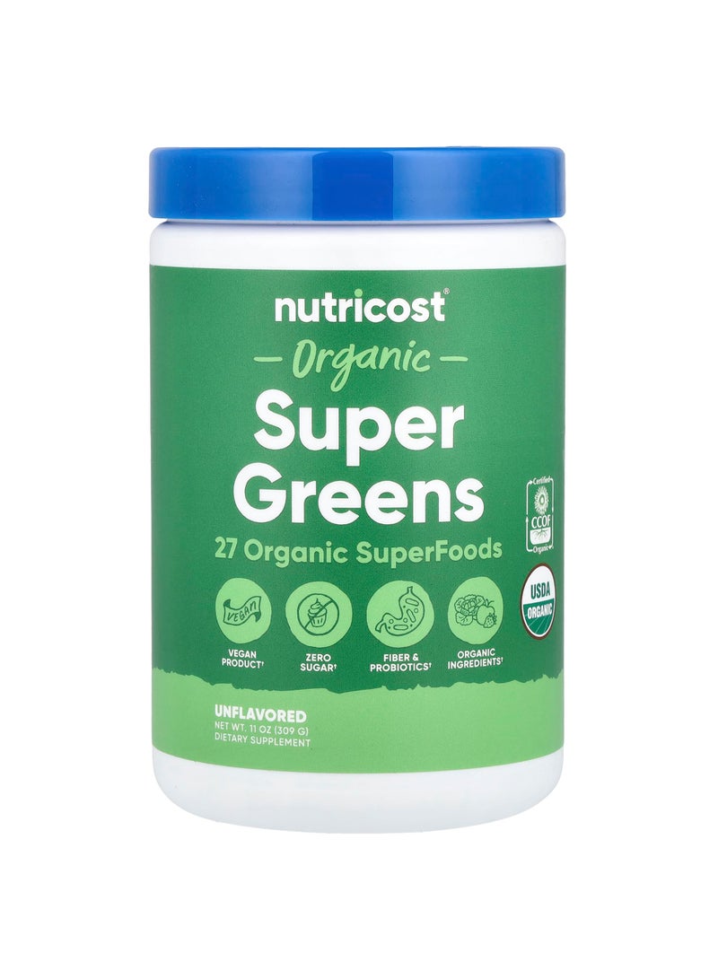 Organic Super Greens, Unflavored, 11 oz (309 g)