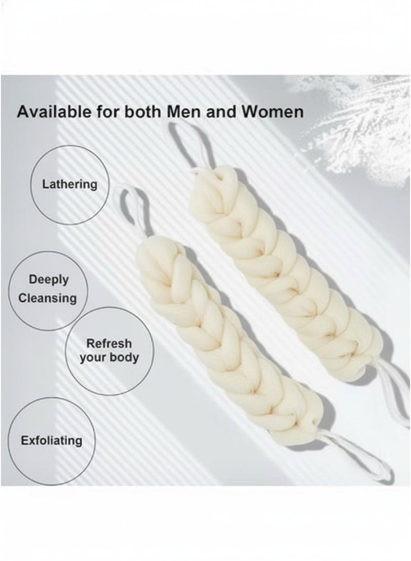 ليفة لتنظيف الظهر من أجل الاستحمام، إسفنجة استحمام منفوشة شبكية ، إسفنجة استحمام للبالغين والأطفال لتقشير البشرة وتلطيفها، وتزيل خلايا الجلد الميتة-وردي - Image 3