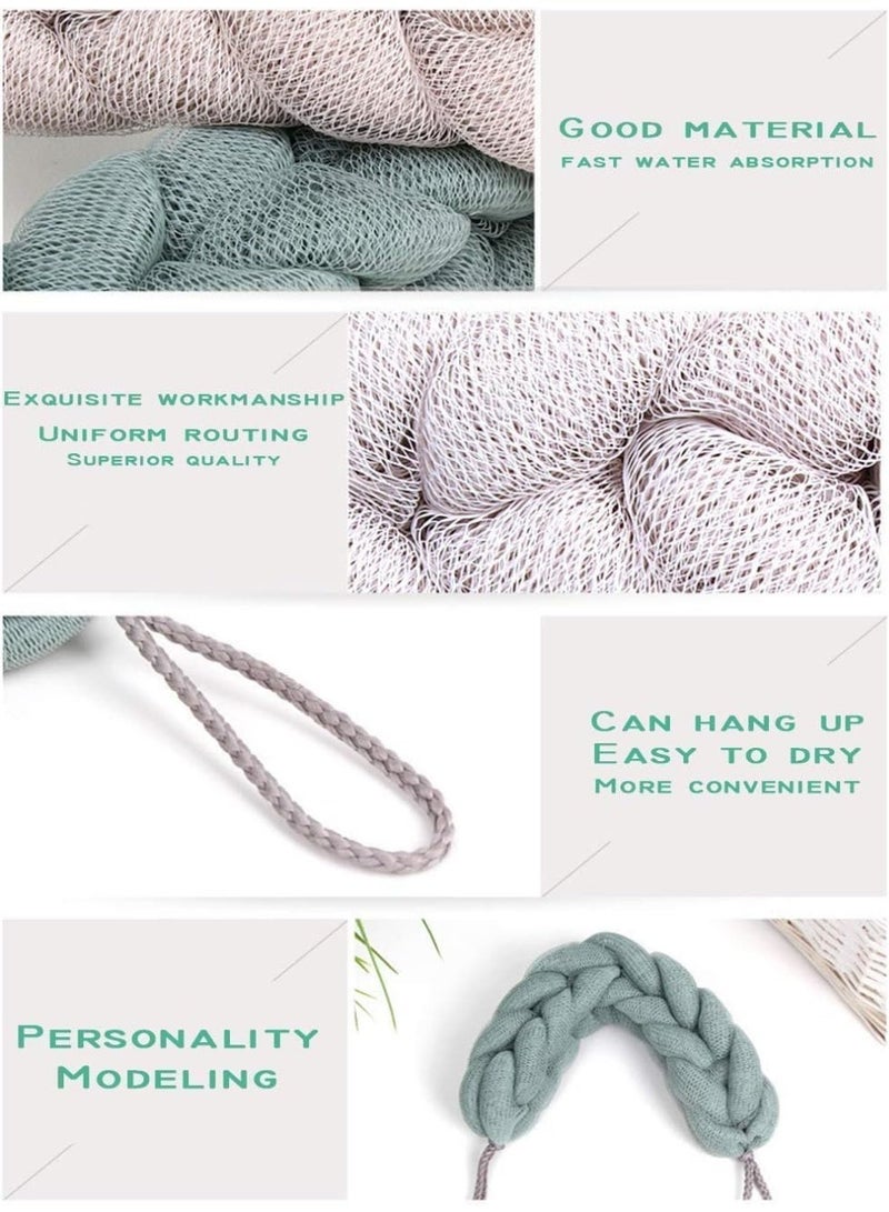 ليفة لتنظيف الظهر من أجل الاستحمام، إسفنجة استحمام منفوشة شبكية ، إسفنجة استحمام للبالغين والأطفال لتقشير البشرة وتلطيفها، وتزيل خلايا الجلد الميتة-وردي - Image 2