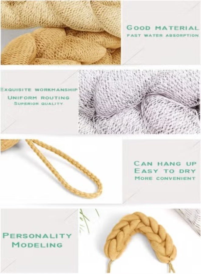 ليفة لتنظيف الظهر من أجل الاستحمام، إسفنجة استحمام منفوشة شبكية ، إسفنجة استحمام للبالغين والأطفال لتقشير البشرة وتلطيفها، وتزيل خلايا الجلد الميتة-وردي - Image 5