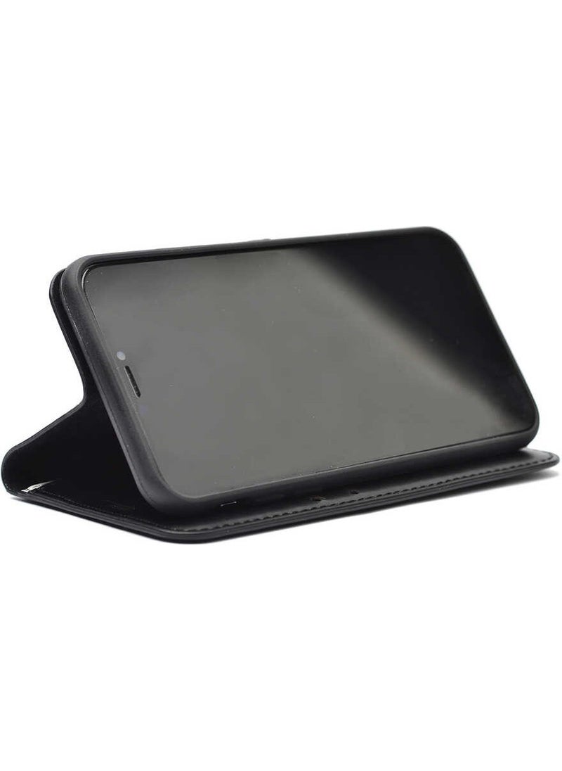 Nevarium - Apple iPhone 13 Pro Max Case Leather Wallet Stand Case - Black - Image 1