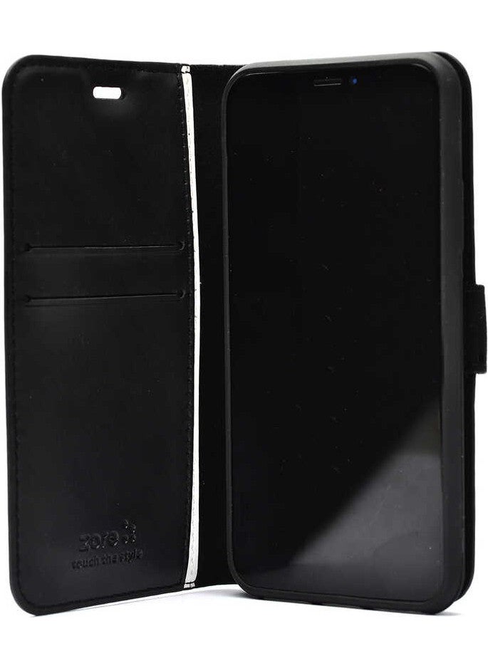 Nevarium - Apple iPhone 13 Pro Max Case Leather Wallet Stand Case - Black - Image 1