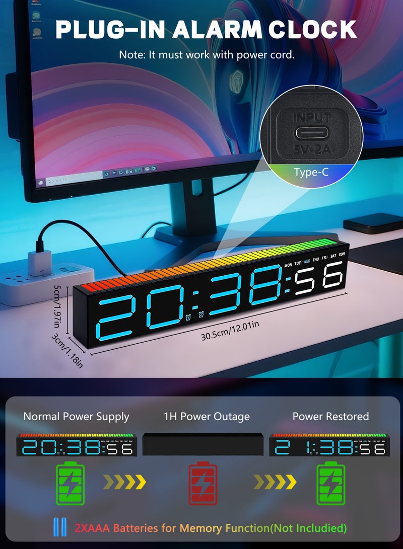 نكومي ساعة منبه، ساعة منبه رقمية حديثة مزودة بإضاءة ليد مع تحكم في الصوت RGB وإيقاع الضوء، سهلة القراءة في جميع أنحاء الغرفة، مزامنة موسيقى ديناميكية للسرير وأجهزة الكمبيوتر للألعاب وشرائط الإضاءة الخلفية للتلفزيون - Image 5