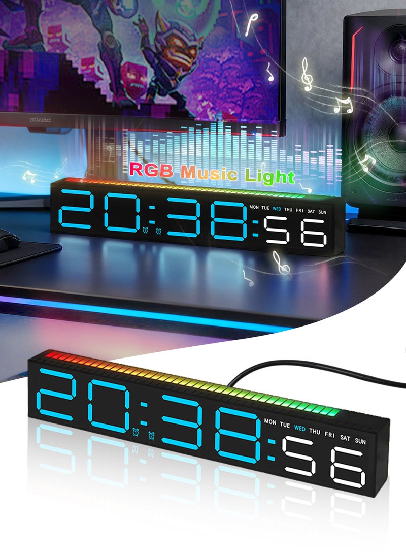 نكومي ساعة منبه، ساعة منبه رقمية حديثة مزودة بإضاءة ليد مع تحكم في الصوت RGB وإيقاع الضوء، سهلة القراءة في جميع أنحاء الغرفة، مزامنة موسيقى ديناميكية للسرير وأجهزة الكمبيوتر للألعاب وشرائط الإضاءة الخلفية للتلفزيون - Image 1