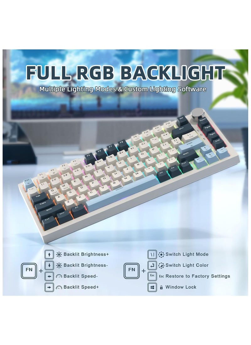Attack Shark - ATTACK SHARK K85 Rapid Trigger 75% Wired Mechanical Gaming Keyboard Gasket with Hot Swapped Adjustable Actuation Magnetic Switch Programmable Knob TKL RGB Backlit PBT Keycaps for Win Mac Gamer(Blue) - Image 1