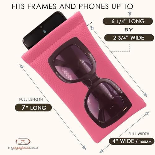 MyEyeglassCase Women Animal Print Soft Sunglasses Case | XL Eyeglass Case w/cloth & pouch - Large Glasses Pouch Holder for multipurpose Travel accessories (CT8 Pink) - Image 5