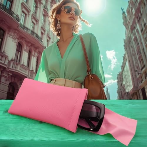 MyEyeglassCase Women Animal Print Soft Sunglasses Case | XL Eyeglass Case w/cloth & pouch - Large Glasses Pouch Holder for multipurpose Travel accessories (CT8 Pink) - Image 2