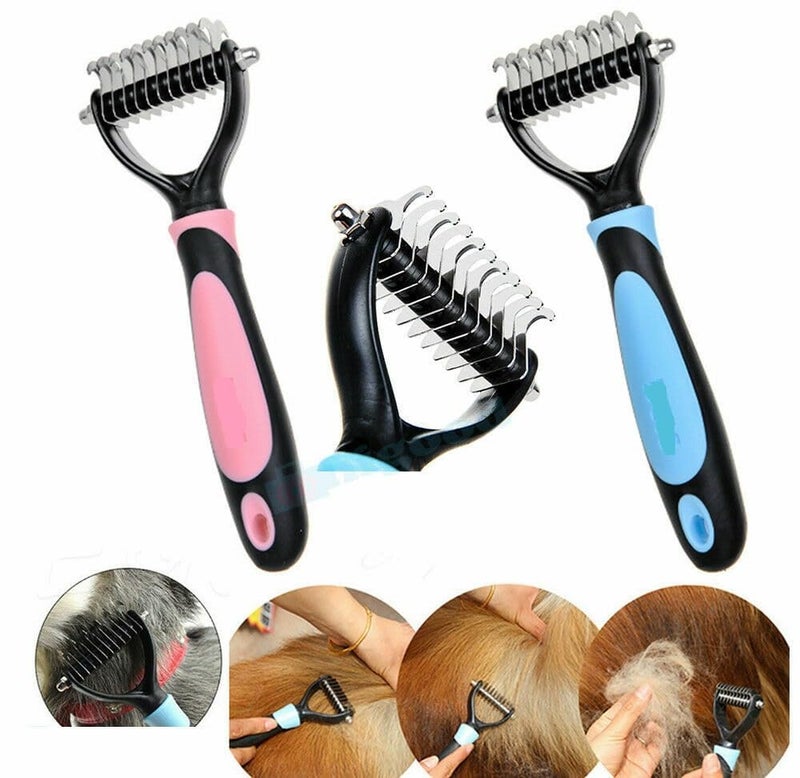Zerolex (1Pcs) Professional Pet Grooming Undercoat Rake Comb Dematting Tool, 2 Sided Professional Dematting Comb Grooming Undercoat Rake, Effective Removing Knots for Cats, Dogs. - Image 1