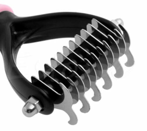 Zerolex (1Pcs) Professional Pet Grooming Undercoat Rake Comb Dematting Tool, 2 Sided Professional Dematting Comb Grooming Undercoat Rake, Effective Removing Knots for Cats, Dogs. - Image 3