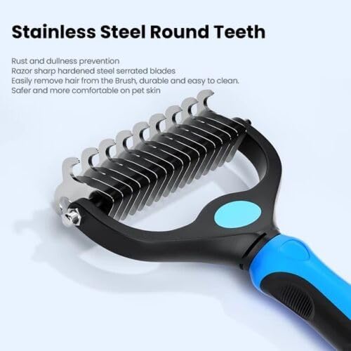 Zerolex (1Pcs) Professional Pet Grooming Undercoat Rake Comb Dematting Tool, 2 Sided Professional Dematting Comb Grooming Undercoat Rake, Effective Removing Knots for Cats, Dogs. - Image 5