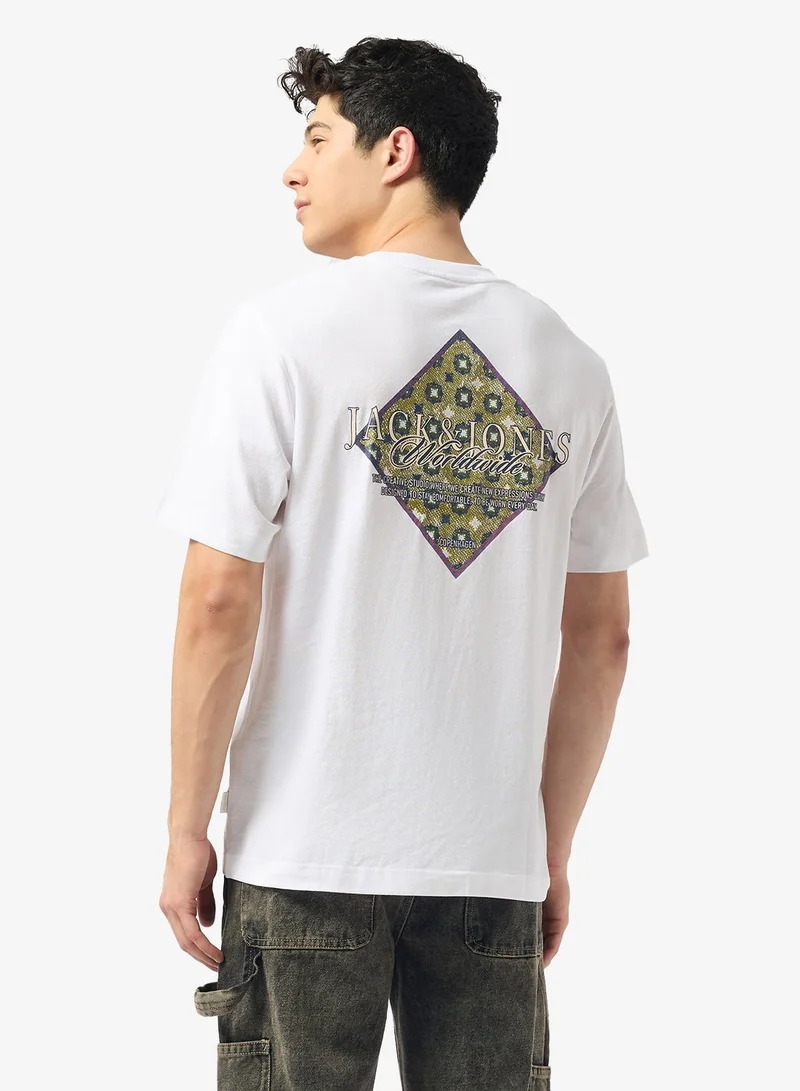 جاك اند جونز تيشيرت مطبوع بقصة عادية