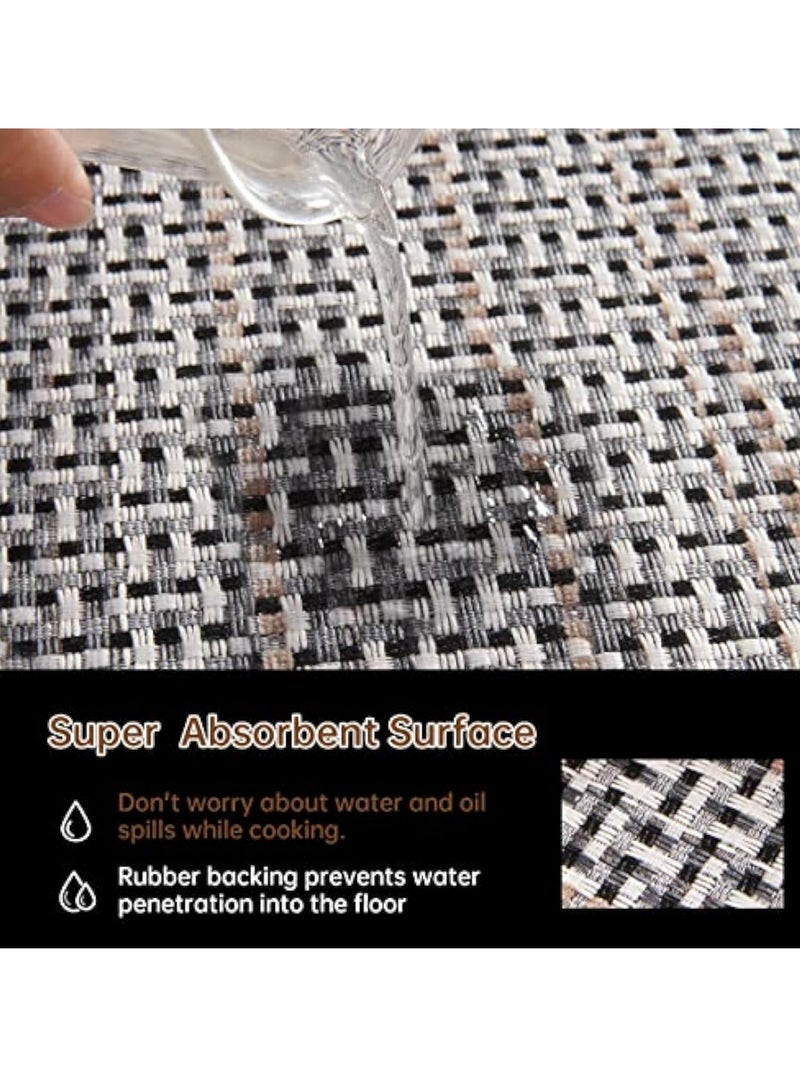 Arabest 2PC Kitchen Rugs Non-Skid Washable Farmhouse Standing Mat Absorbent Runner Rugs for Floor in Front of Sink,Hallway, Laundry Room，17.3"x 47"+17.3"x 29"(Light Brown) - Image 4