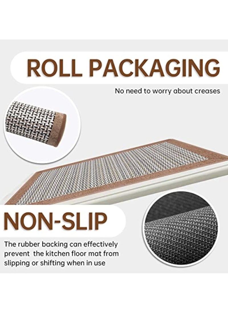 Arabest 2PC Kitchen Rugs Non-Skid Washable Farmhouse Standing Mat Absorbent Runner Rugs for Floor in Front of Sink,Hallway, Laundry Room，17.3"x 47"+17.3"x 29"(Light Brown) - Image 5