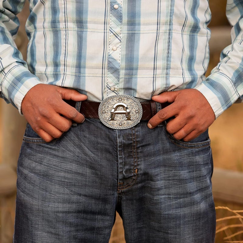 Itera Western Cowboy/Cowgirl Initial Belt Buckle-Silver- Large Letter Buckles for Men and Women - Custom Girls/Boys - Image 2