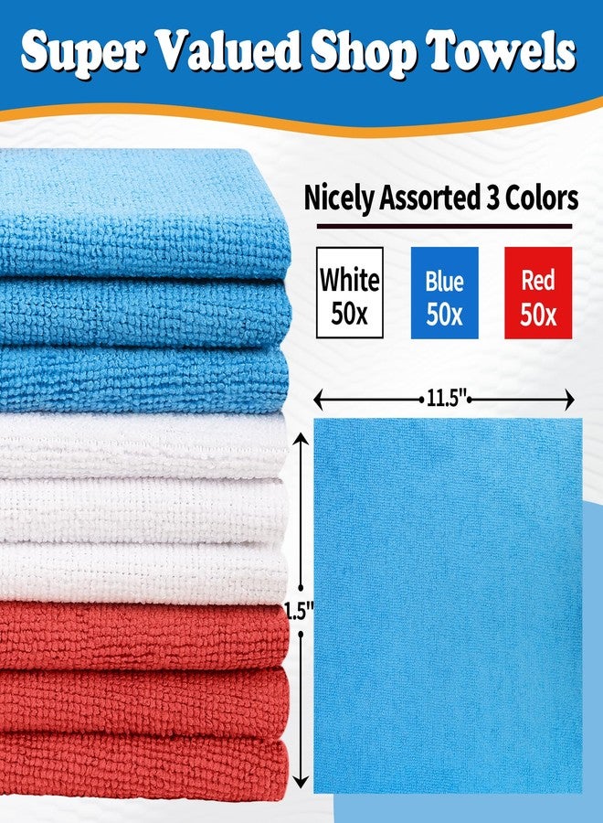 FIXSMITH Shop Towels, Pack of 150, Microfiber Cleaning Cloth Bulk, Microfiber Towels for Cars, Lint Free, Scratch-Free Microfiber Towels, Cleaning Rags for Housekeeping, 11.5 x 11.5 inch - Image 2