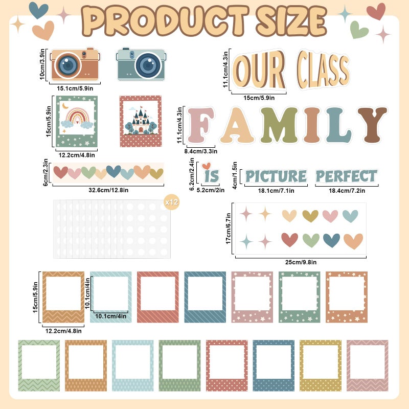 Sereliy 85PCS Our Class is a Family Bulletin Board, Boho Classroom Bulletin Board Decorations Sets, Boho Classroom Decor Welcome Picture Frame Theme Sets for Teachers Chalkboard Wall Door Decoration - Image 2