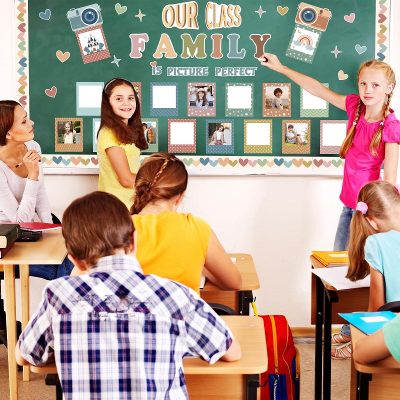 Sereliy 85PCS Our Class is a Family Bulletin Board, Boho Classroom Bulletin Board Decorations Sets, Boho Classroom Decor Welcome Picture Frame Theme Sets for Teachers Chalkboard Wall Door Decoration - Image 4