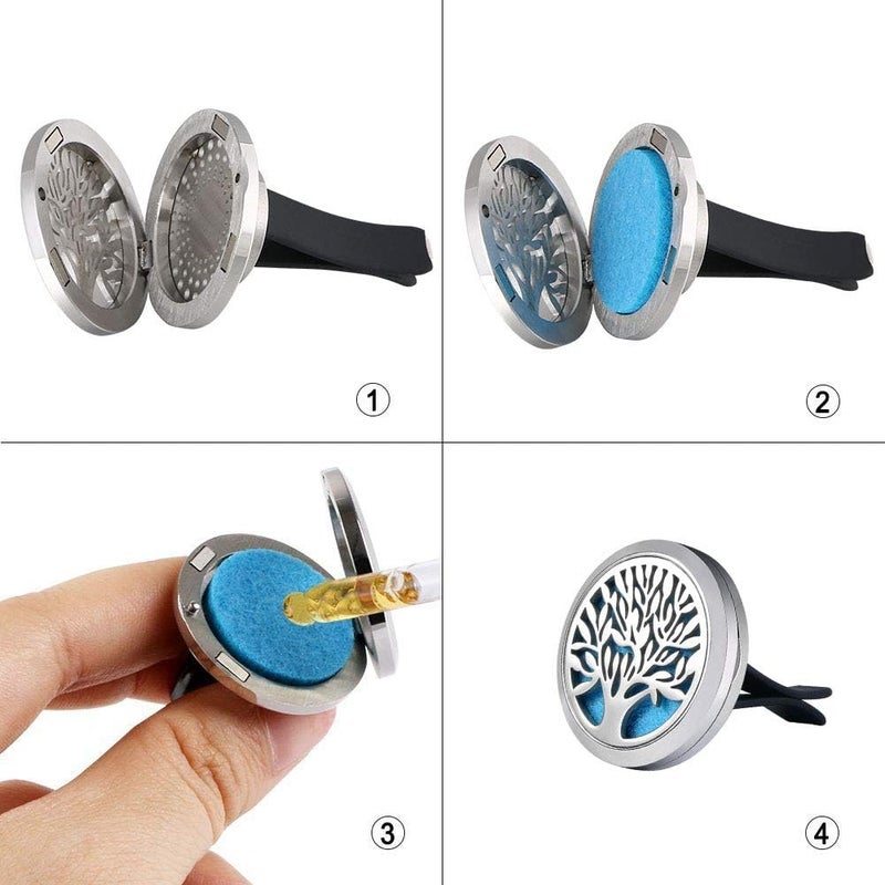 Vicloon Car Essential Oil Diffuser with Magnetic Clip and 10 Refill Felt Pads - Image 4