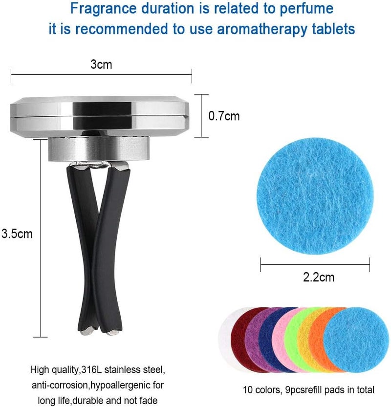 Vicloon Car Essential Oil Diffuser with Magnetic Clip and 10 Refill Felt Pads - Image 2