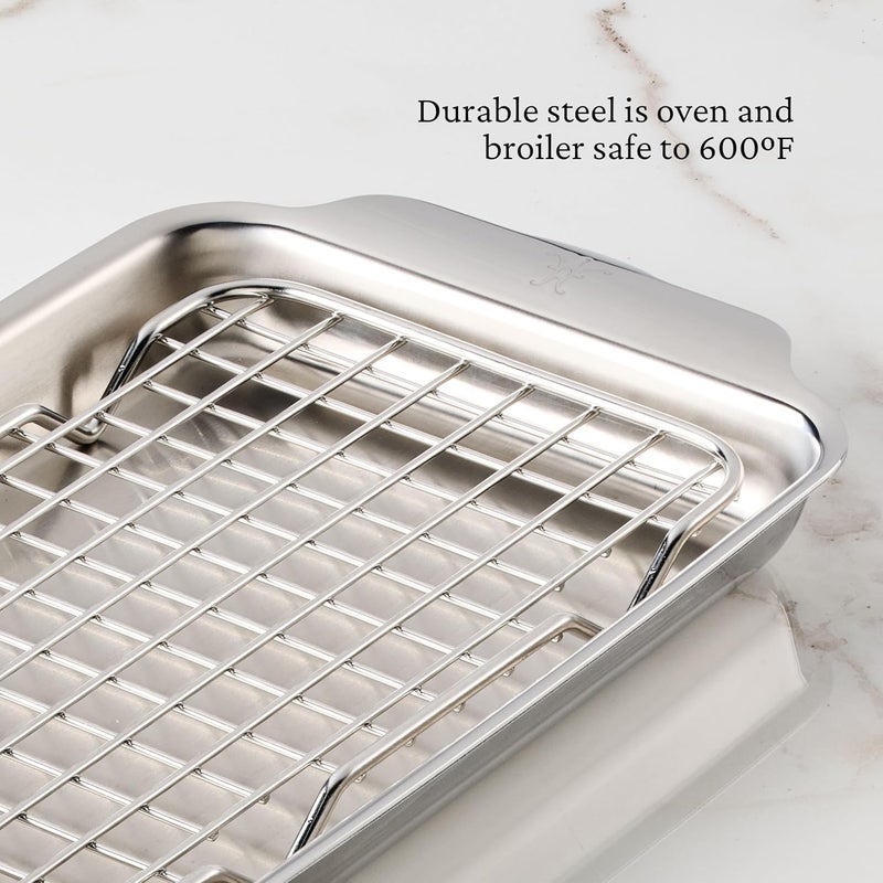 Hestan OvenBond Provisions - Tri-Ply Stainless Steel 2-Piece Mini-Eighth Sheet Pan & Rack Set (6 x 9") - Image 3
