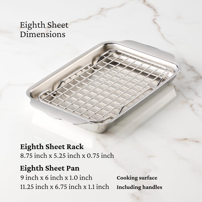 Hestan OvenBond Provisions - Tri-Ply Stainless Steel 2-Piece Mini-Eighth Sheet Pan & Rack Set (6 x 9") - Image 2