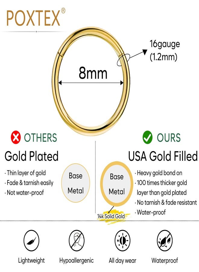Poxtex حلقات بوكستكس سيبتوم كليكر، 16 غرام، مصنوعة من الفولاذ الجراحي 316L، حلقات أنف للنساء والرجال، مجوهرات ثقب الحلزون، مجوهرات ثقب الصدفة، عبوة أقراط حلقية رقيقة مضادة للحساسية - Image 3