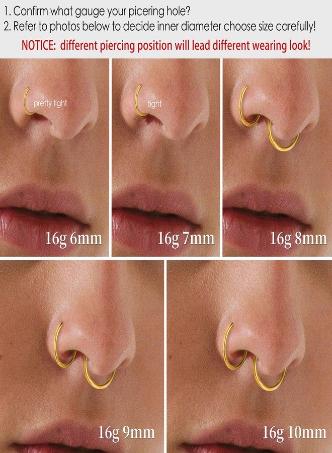 Poxtex حلقات بوكستكس سيبتوم كليكر، 16 غرام، مصنوعة من الفولاذ الجراحي 316L، حلقات أنف للنساء والرجال، مجوهرات ثقب الحلزون، مجوهرات ثقب الصدفة، عبوة أقراط حلقية رقيقة مضادة للحساسية - Image 4