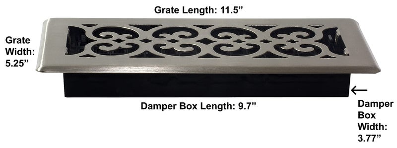 Decor Grates SPH410-NKL Scroll Floor Register, 4x10, Brushed Nickel Finish - Image 4