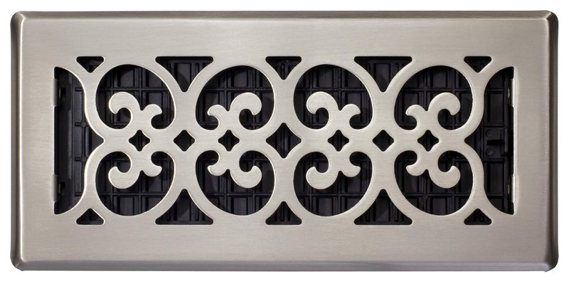 Decor Grates SPH410-NKL Scroll Floor Register, 4x10, Brushed Nickel Finish - Image 2