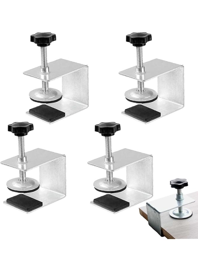 promass Drawer Fixing Clip 4 Pcs, C-Clamp, Stainless Steel Stable Furniture Woodworking Jig, Easy to Use & Adjust Jig Cabinet Tool Furniture Steel Drawer Front Installation Clamp(Silver) - Image 1