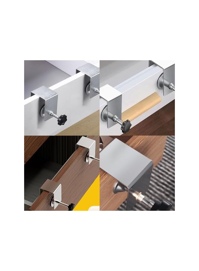 promass Drawer Fixing Clip 4 Pcs, C-Clamp, Stainless Steel Stable Furniture Woodworking Jig, Easy to Use & Adjust Jig Cabinet Tool Furniture Steel Drawer Front Installation Clamp(Silver) - Image 4