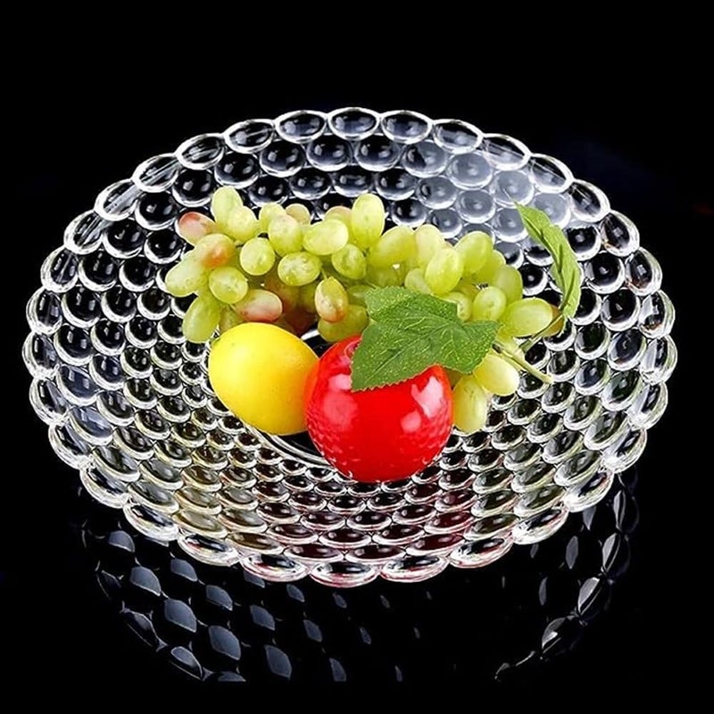 Luximal Bubble Design Flat Base Glass Fruit Bowl for Dining Table Glass Bowl Fruit Bowl Fruit Bowls Dessert Bowl Desserts Crystal Clear Glass Bowl Glass Serving Bowl dryfruits Serving Bowl - Image 1