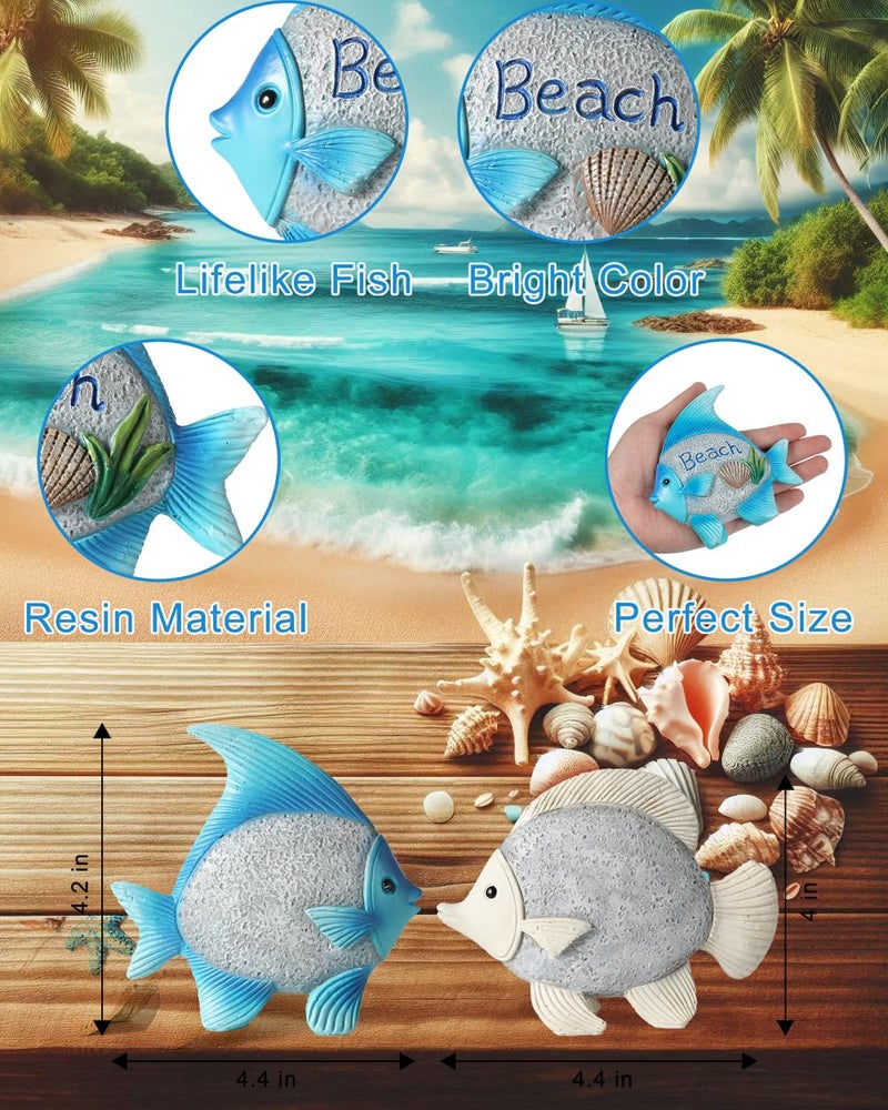 GoGnome Coastal Charm Resin Fish Figurines - Set of 2 Decorative Relax & Beach Decor Nautical Themed 4.4'' Statues for Home Hotel (Fishes) - Image 4