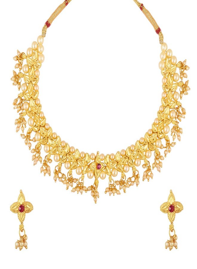 Bodha Traditional Indian Temple Gold Jewelry Necklace Setwith Earrings for Women &(SJ_2682) - Image 2