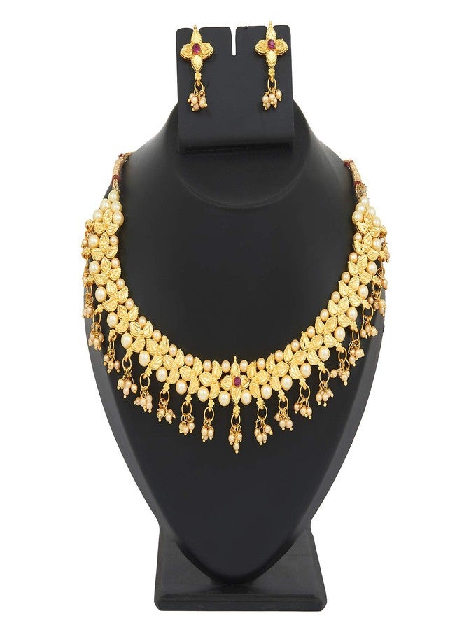 Bodha Traditional Indian Temple Gold Jewelry Necklace Setwith Earrings for Women &(SJ_2682) - Image 5