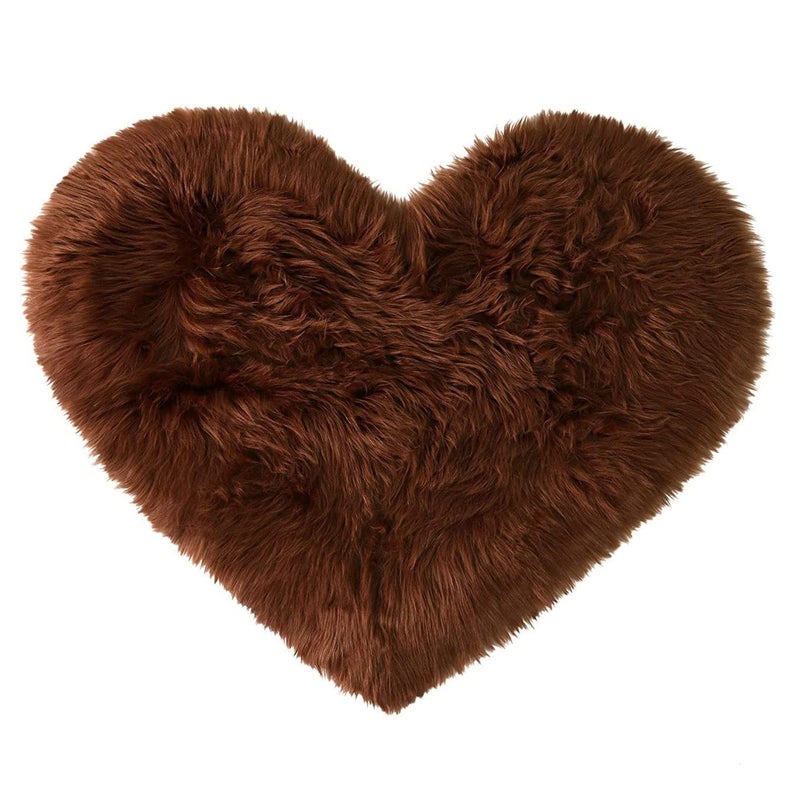 HMV MALL Love Heart Rugs Artificial Wool Sheepskin Hairy Carpet Soft Faux Floor Mat Fur Plain Fluffy Soft Area Rug for Living Bedroom 40x50 cm Multicolor