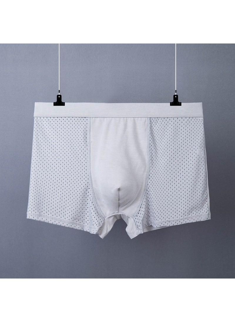 Generic Modal Mens Boxer Briefs Breathable Mesh Thin Underwear Light Blue  - Image 3