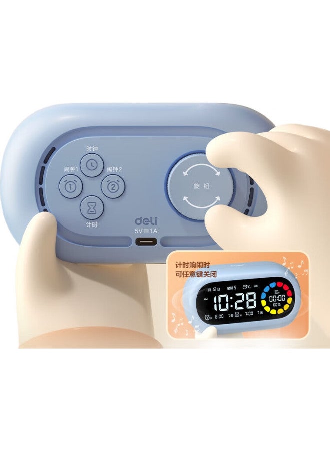Deli Color Screen Visual Timer Alarm Clock For Children And Students, Self-Discipline Time Management Device, Blue Le106Pro - Image 2